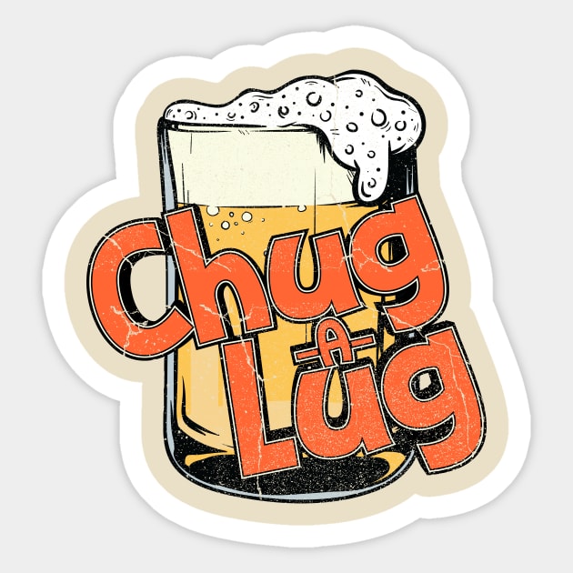 Chug a Lug Beer Drinking Shirt Sticker by Wooly Bear Designs